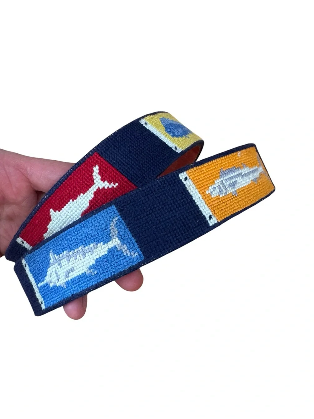 Smathers And Branson Sportfishing Needlepoint Belt - Navy 40